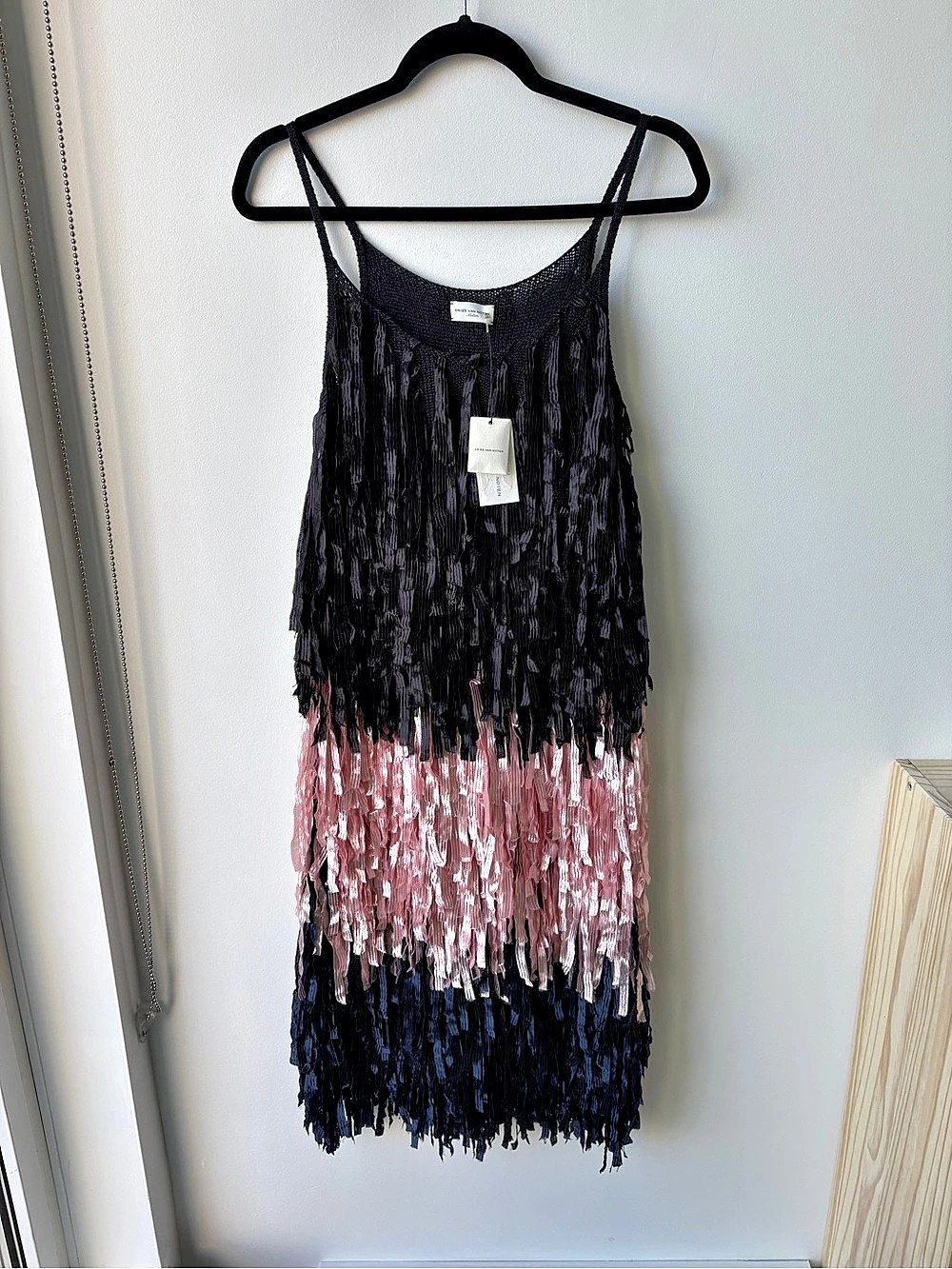 Dries van Noten SS15 Block Fringe Ribbon Mini Dress